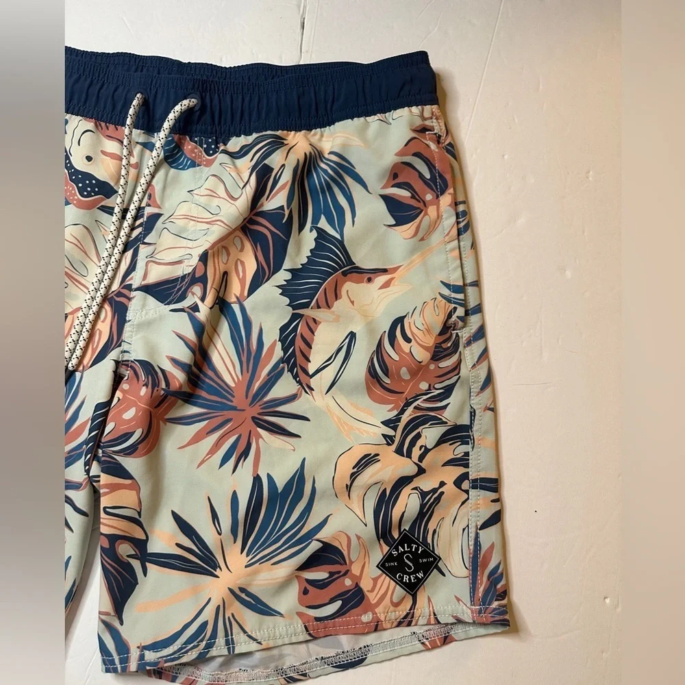 Salty Crew Ocean Fish Beach Lounge Shorts Size Large - Picture 2 of 9